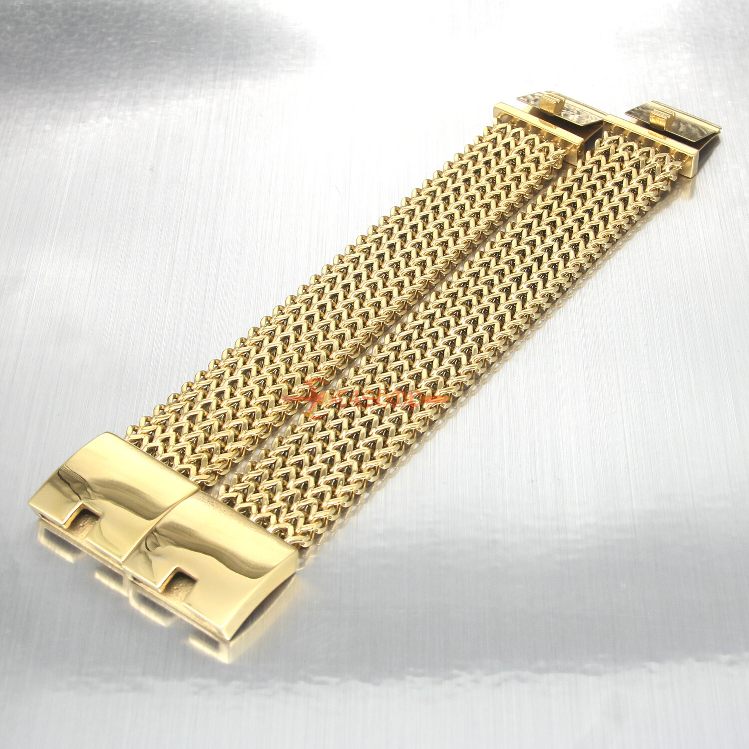 Heavy Stainless Steel Mesh Franco Chain Cuban Men Bracelet Gold Plated 30mm Wide
