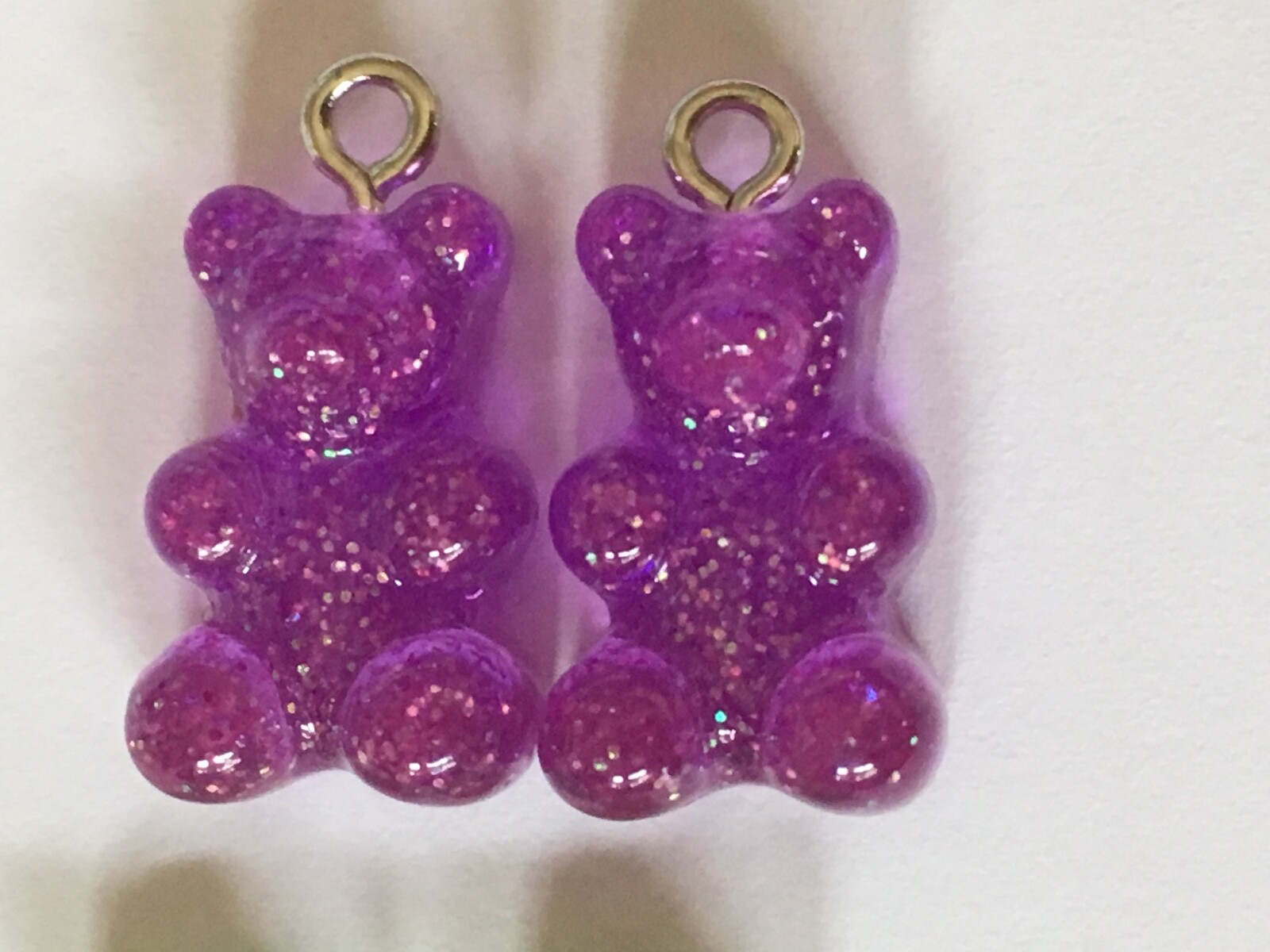 GUMMY BEAR EARRINGS FOREST HARIBU PLASTIC PINK ORANGE GREEN PURPLE BLACK 1 PAIR