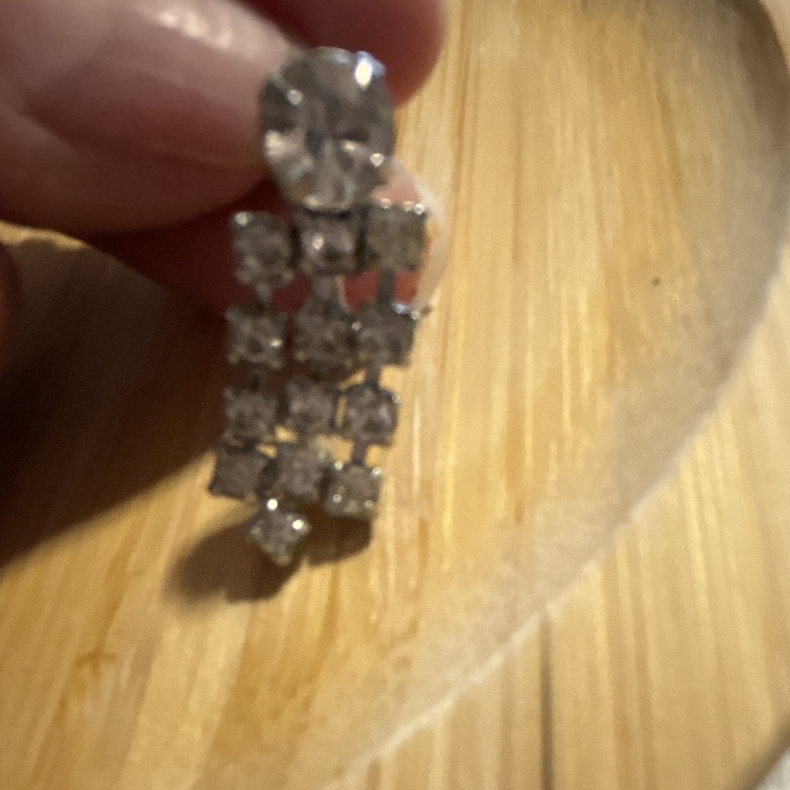 VTG Estate Silver Tone Clear Crystal Rhinestone Dangle Screw Back Earrings