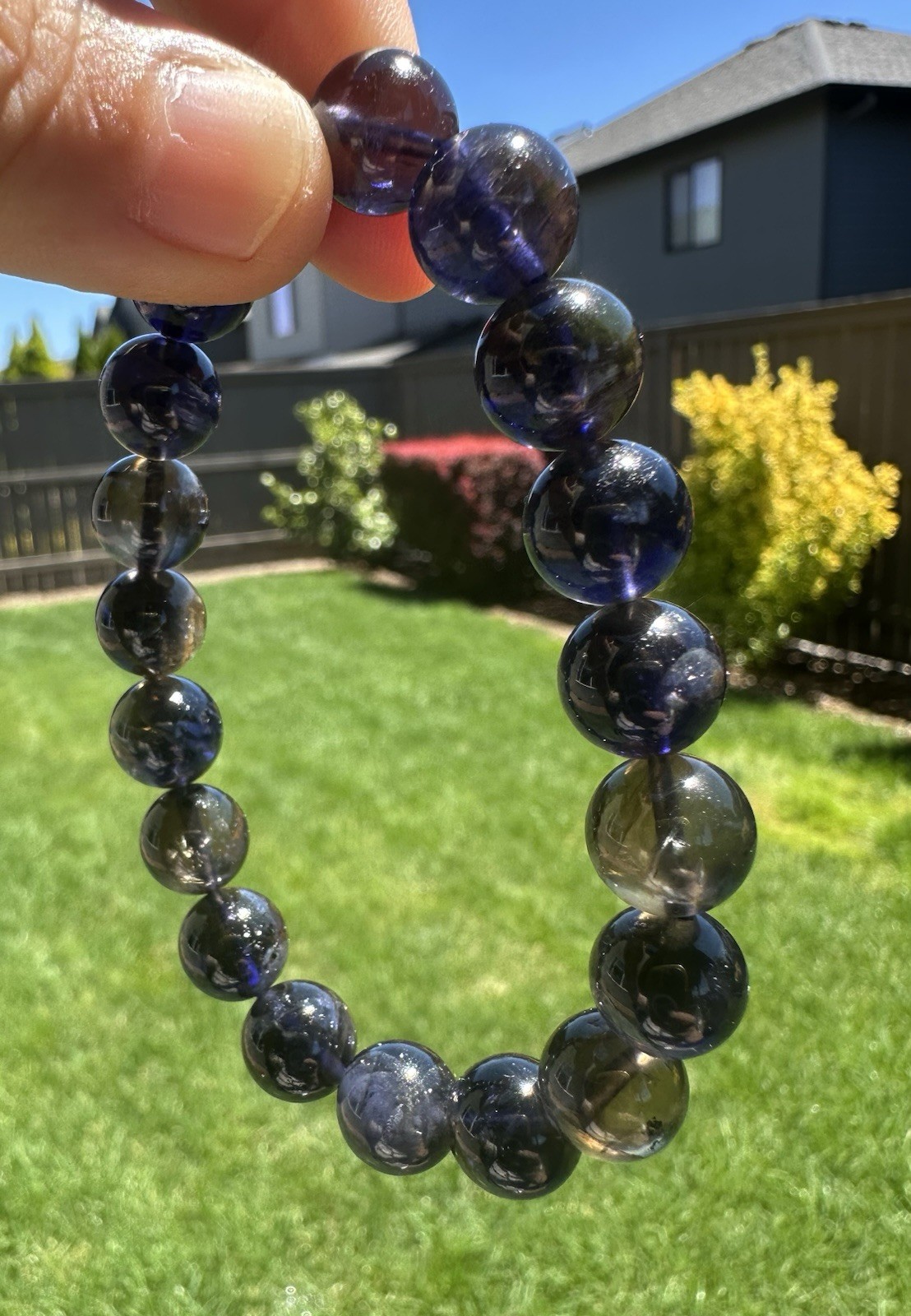 10.5mm+ High Quality Iolite Crystal Bracelet
