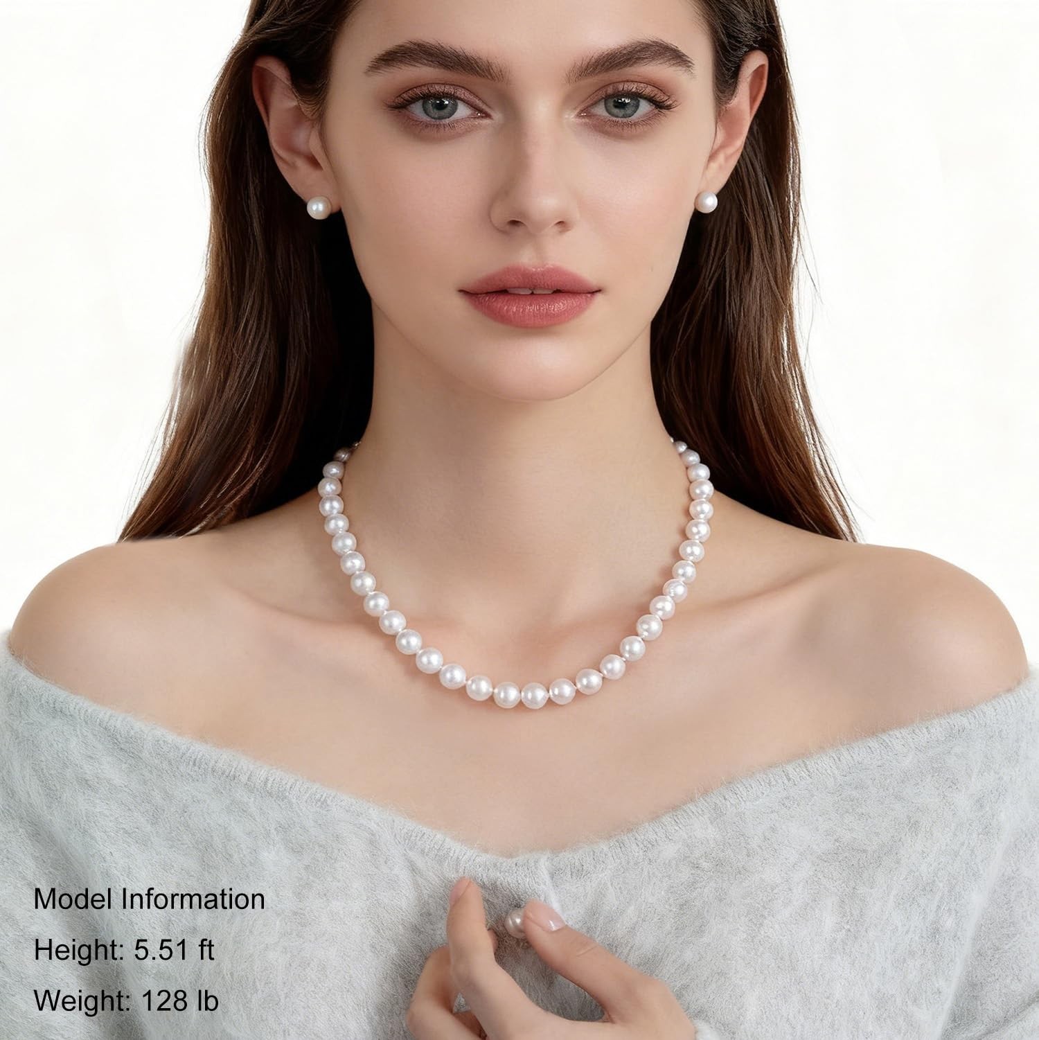 ZoVanHee Freshwater Cultured Pearl Necklace Set Includes Stud Earrings Genuine