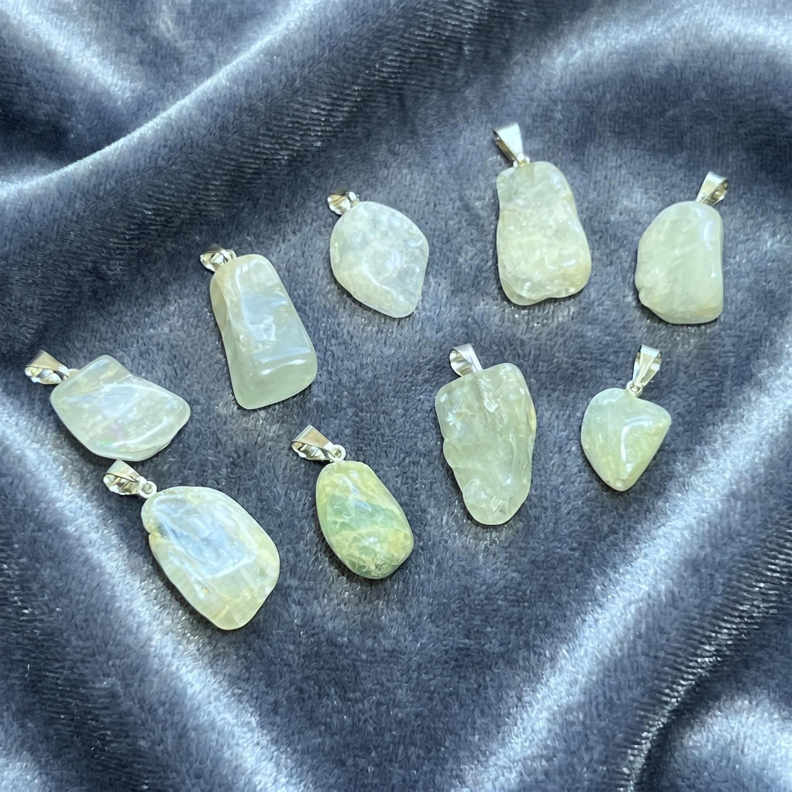 Blue Aquamarine Tumbled Crystal Pendant (Silver Bail) Genuine Brazil Mineral
