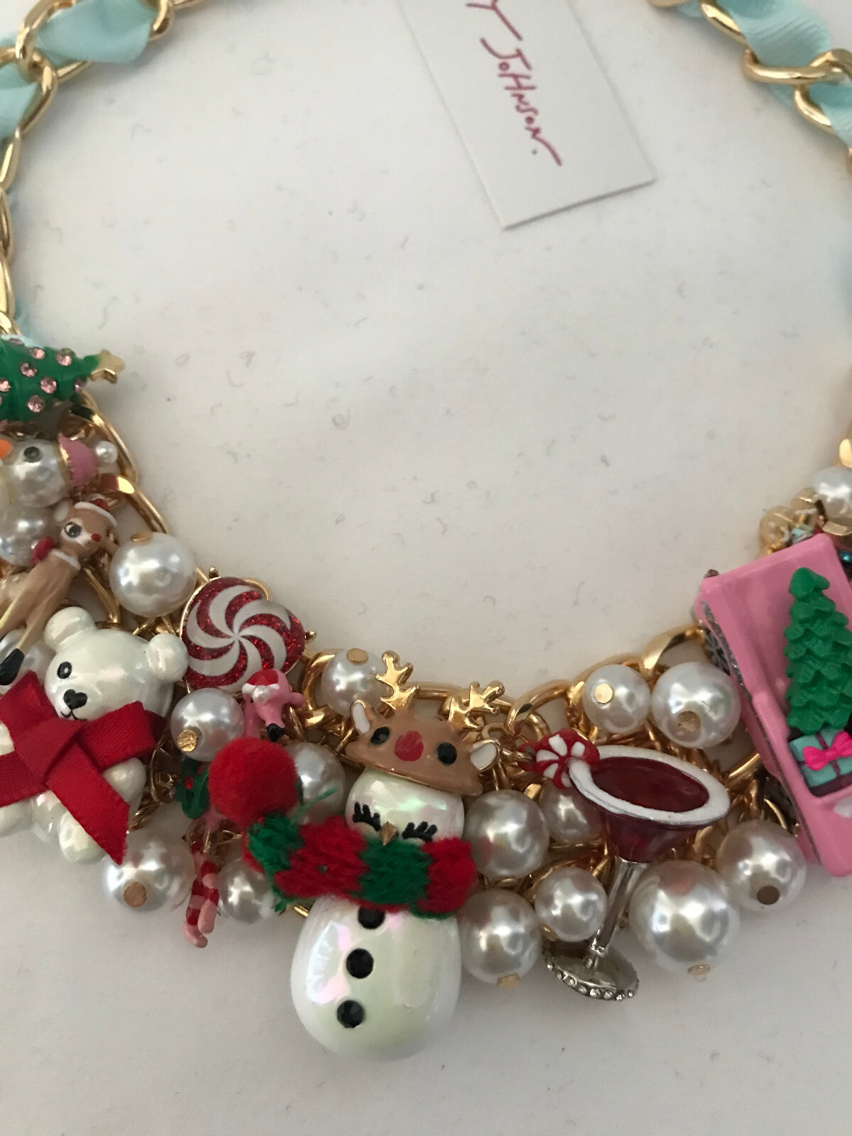 Betsey Johnson Christmas Tree Reindeer Snowman Statement Necklace Earrings New
