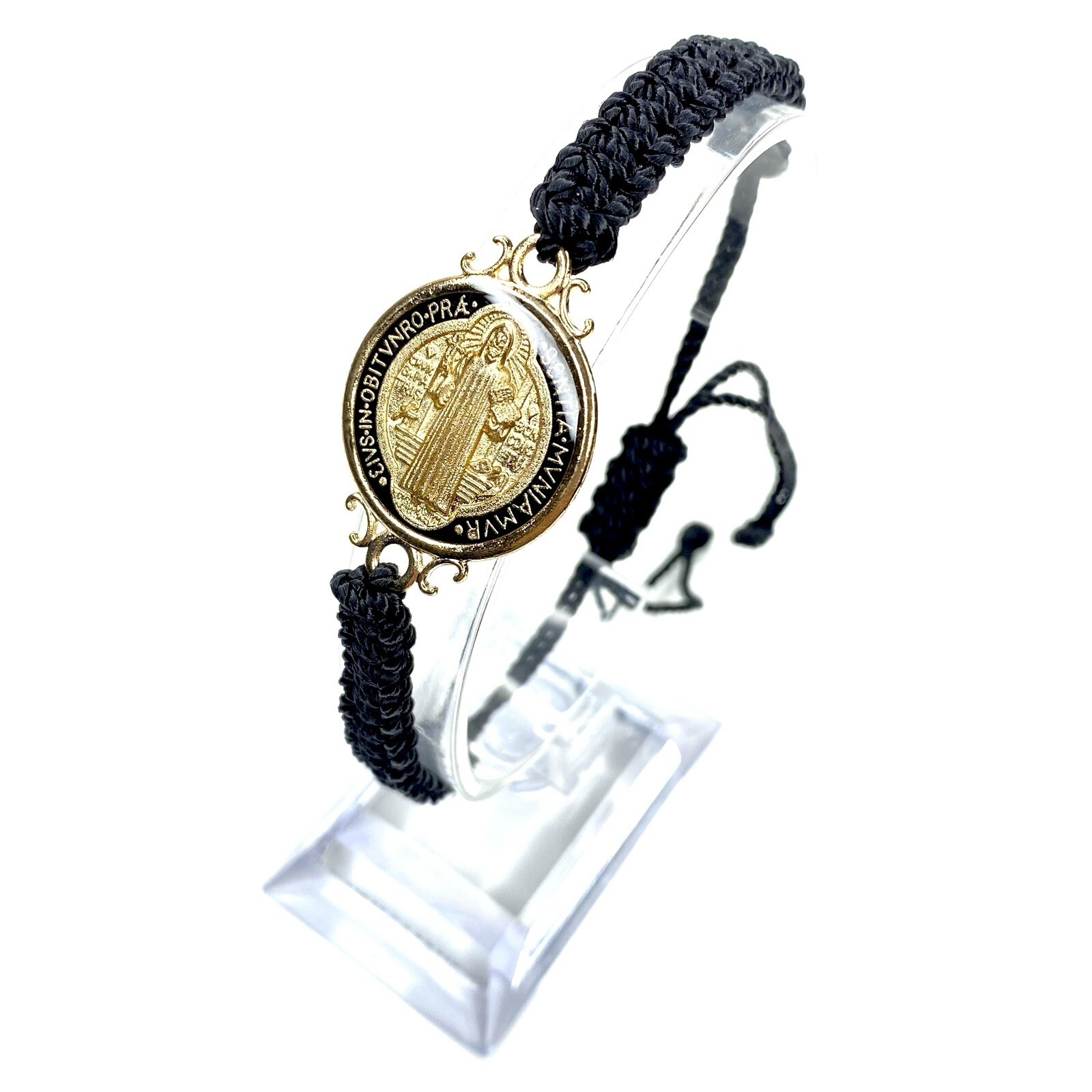 Black Saint Benedict Bracelet Adjustable Mal De Ojo San Benito Pulsera