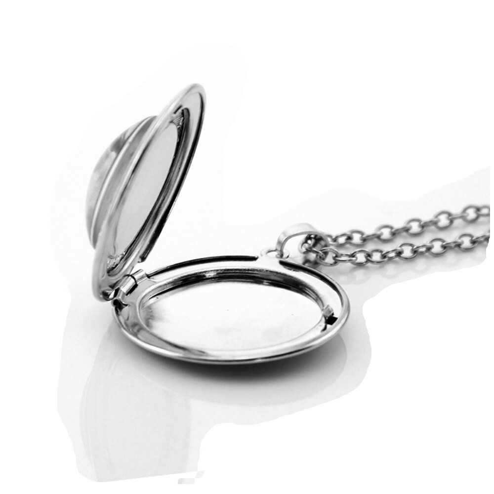 Silver Tone Butterfly Locket Pendant Necklace 24″ Stainles Steel Chain