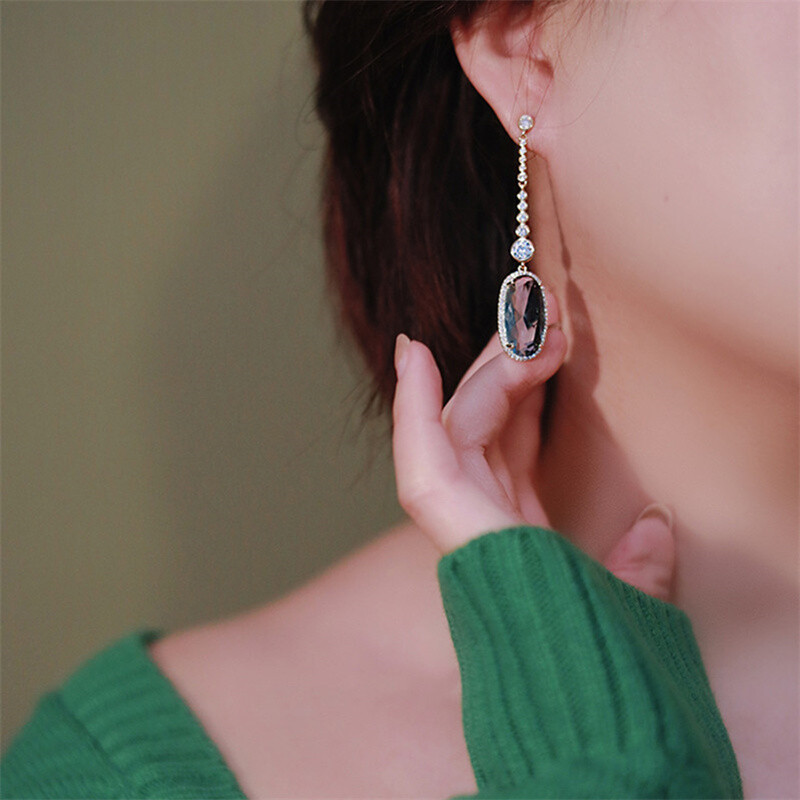 Fashion 925 Silver Drop Earring Cubic Zircon Wedding Women Party Jewelry A Pair