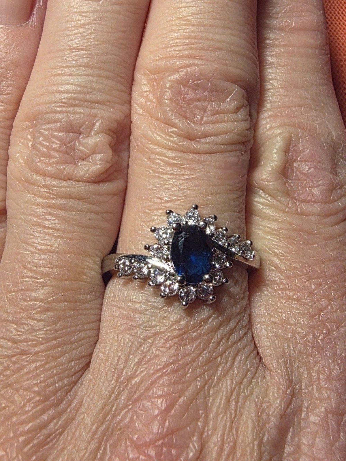 Sterling Silver Blue Sapphire Spinal Gem CZ Halo Ring