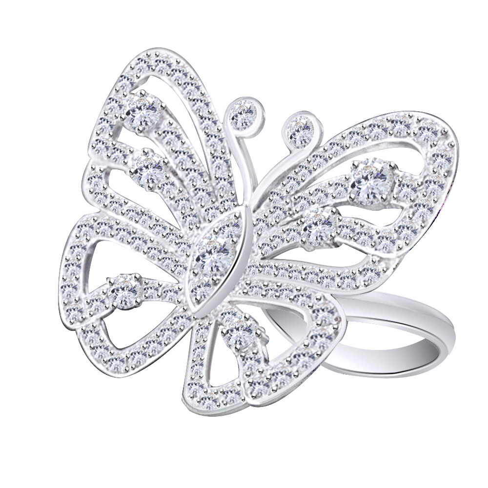 Butterfly Ring Brilliant Cut Simulated Diamond Sterling Silver 925