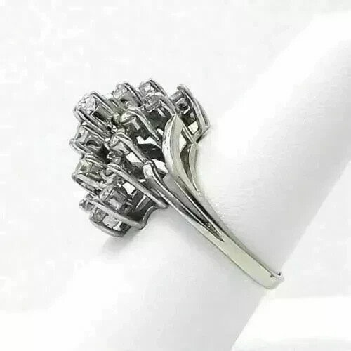 3Ct Simulated Diamond Waterfall Cluster Cocktail Ring White Gold Plated Silver
