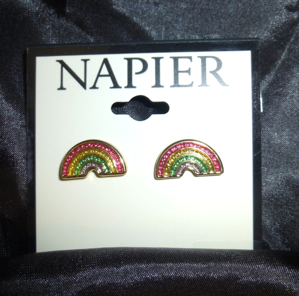 RAINBOW MULTI COLORS GOLD STUDS EARRINGS