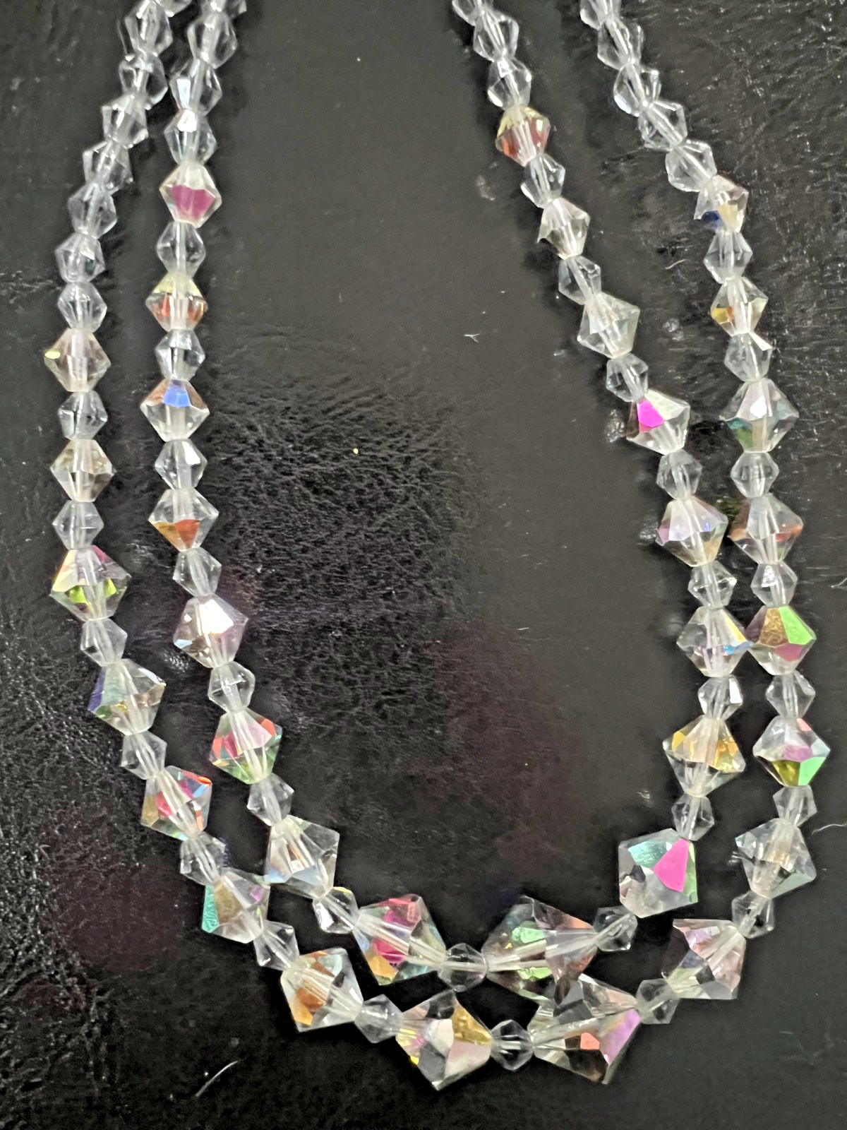 Gray strand crystal necklace 13 INCH