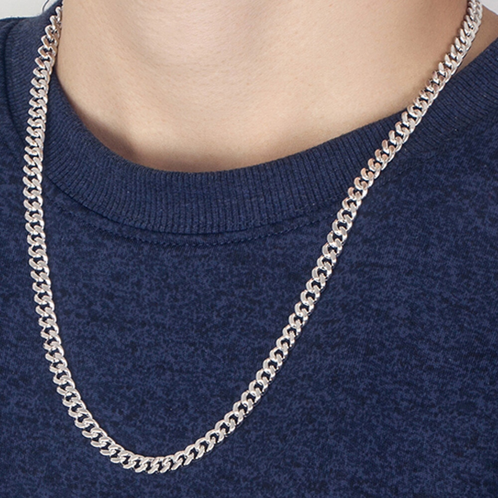 Solid 925 Sterling Silver Men’s Curb Chain Cuban Link Chain Necklace 5mm 18″-30″