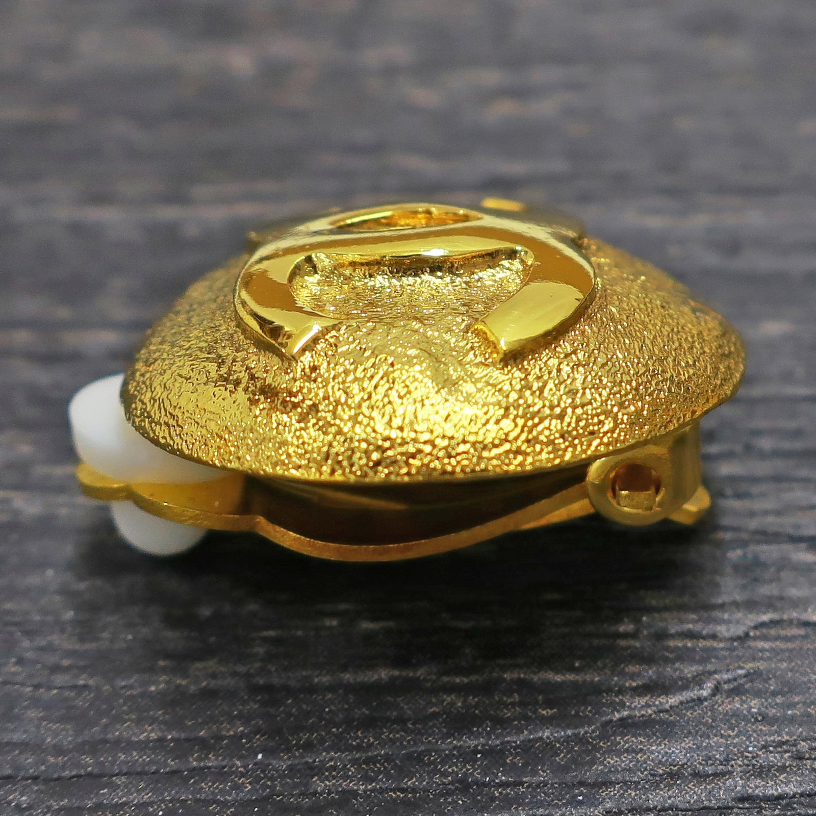 CHANEL Gold Plated CC Logos Round Vintage Clip Earrings #1372c Rise-on