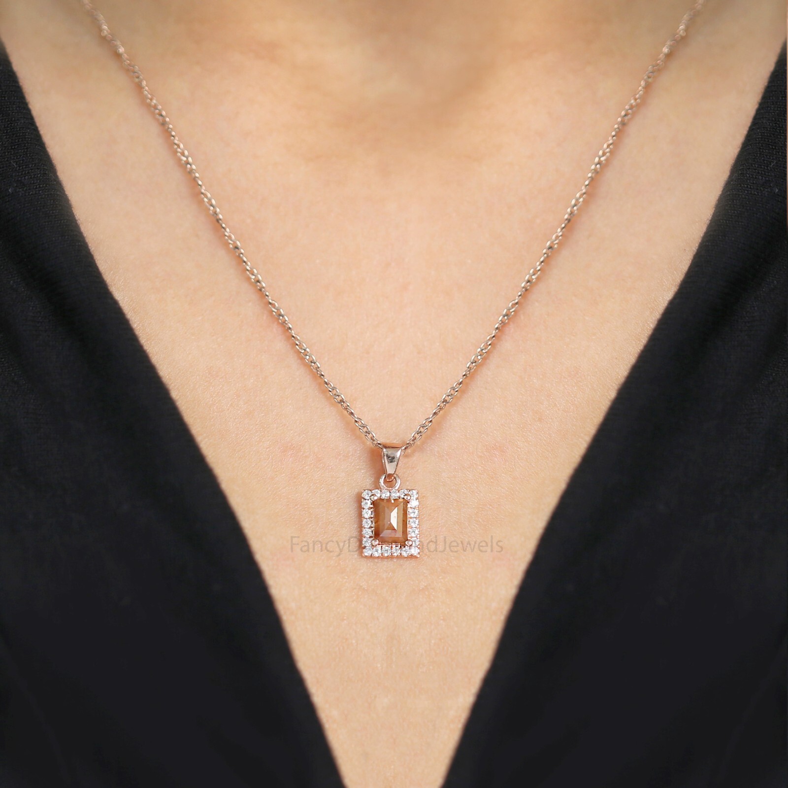 Baguette Brown Color Diamond Pendant 0.81 Ct 6.20 MM Baguette Diamond Pendant