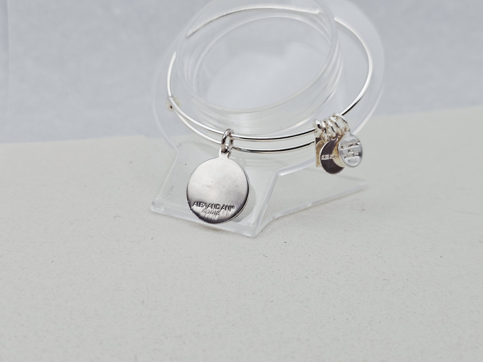 Alex & Ani ” Ocean Wave ” Silver & Blue Charm Bangle Silver Bracelet ✨️
