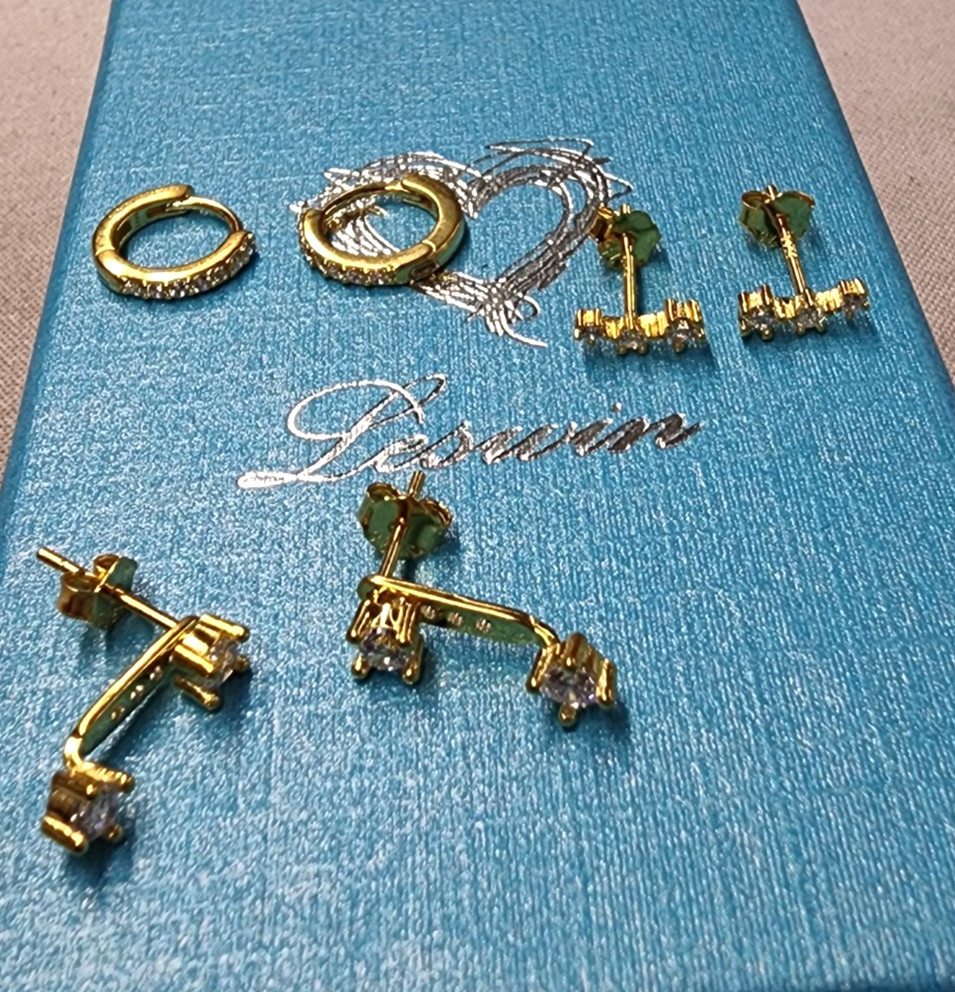 Leswin 18K Gold Plated Minimalist Earring Set 8mm, 11mm, 17mm