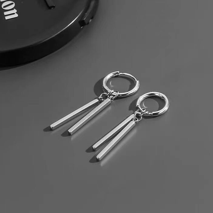 925 Silver Plated Dangle Drop Hoop Earrings for Men Women,Punk Hip Hop Earrings