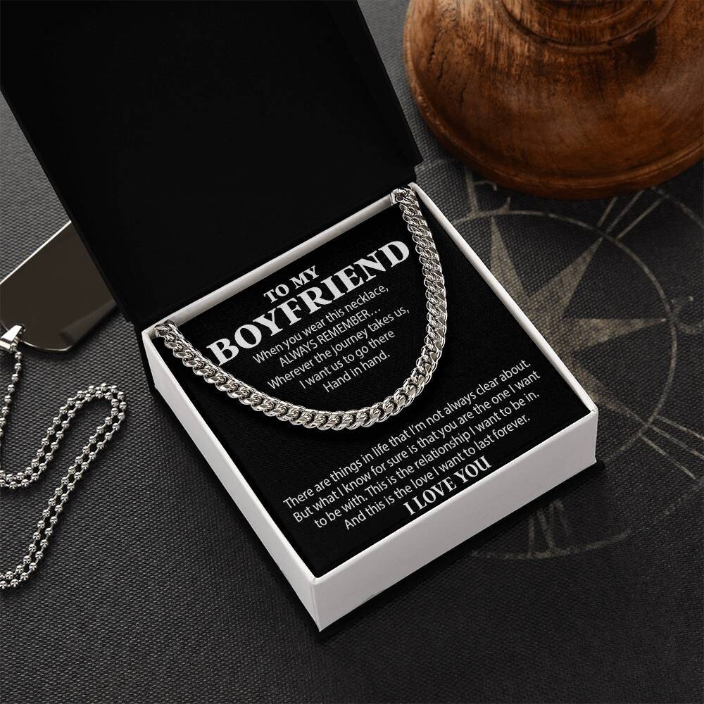 Boyfriend Cuban Chain Necklace, Promise Necklace For Boyfriend, Boyfriend Gift