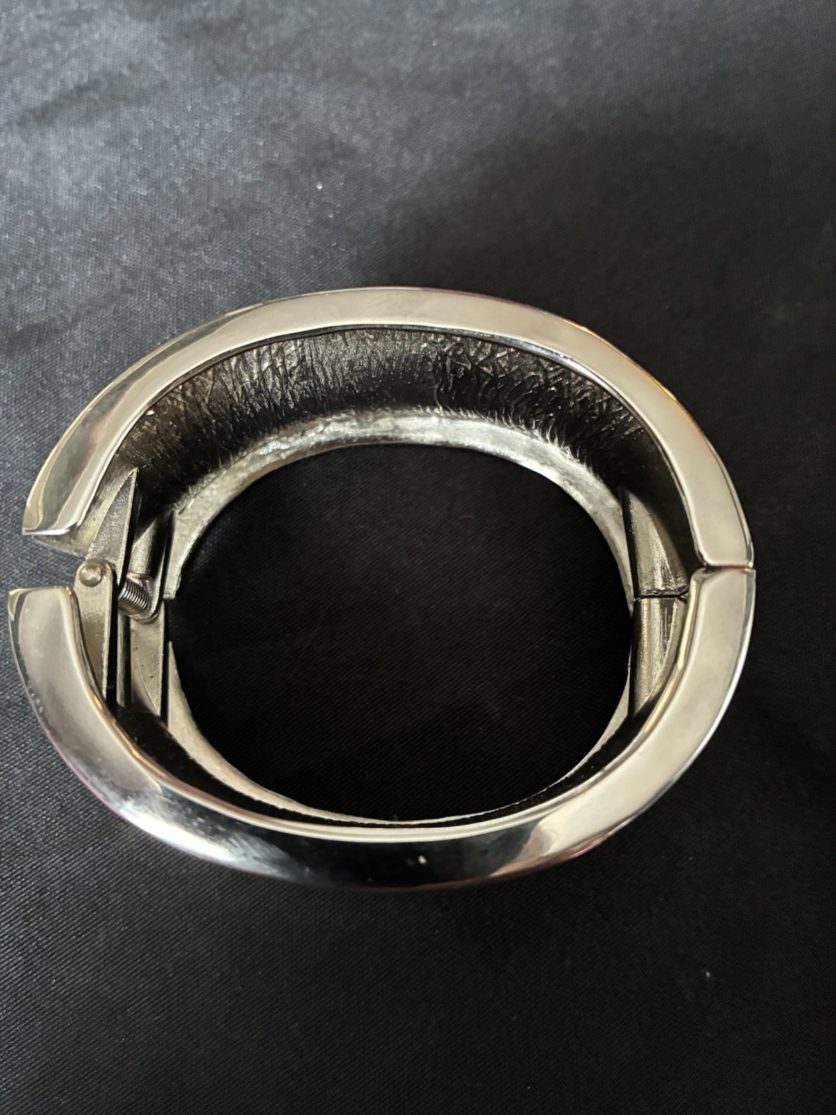 SteamPunk/ Modernist Chrome-Plated Steel Hinged Cuff Bracelet