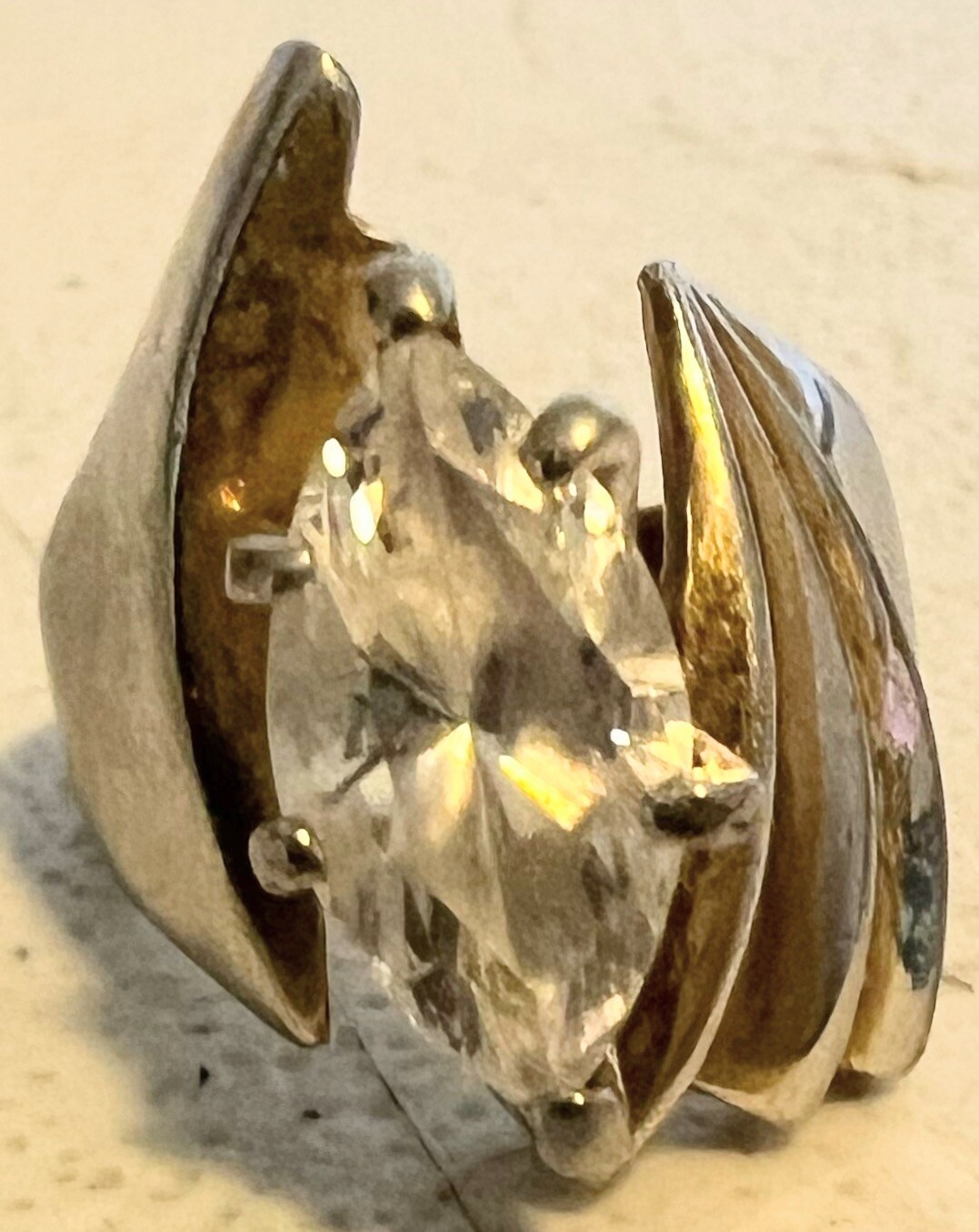 2.48 Carat Marquise Cut Cubic Zirconia, Statement Ring Costume Jewelry Size 5.75