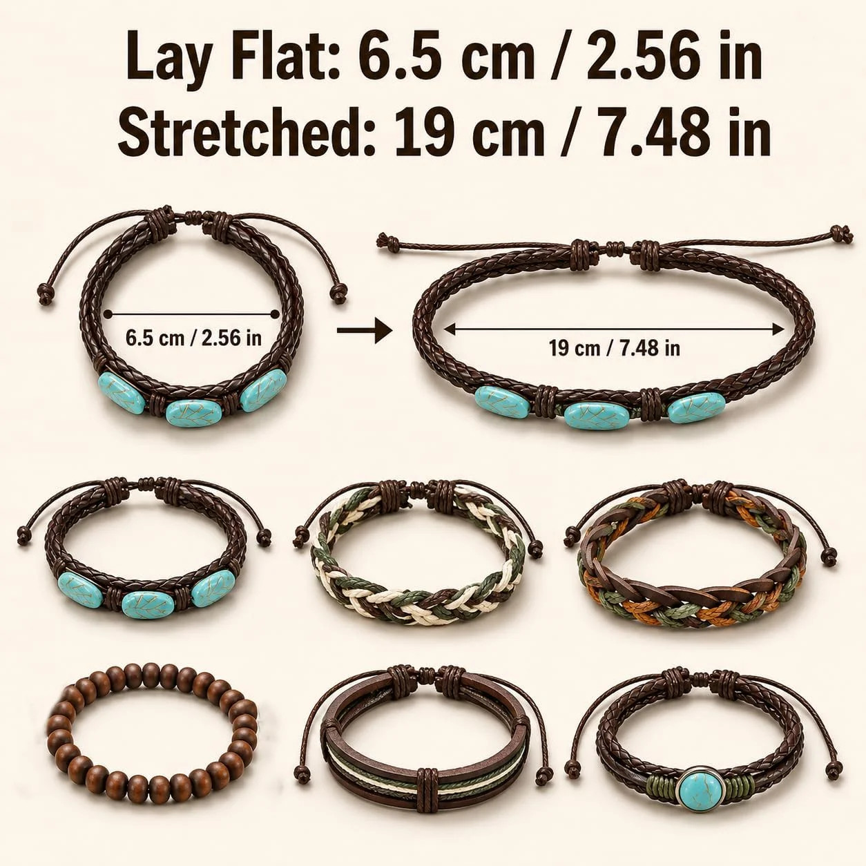 Gothic Bracelet Adjustable Punk Braided Leather Multilayer Grunge Set Bracelets