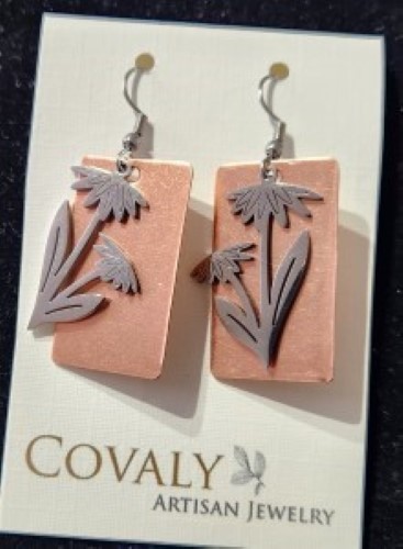 SS FLOWERS/ COPPER RECT EARRINGS (SCE018)