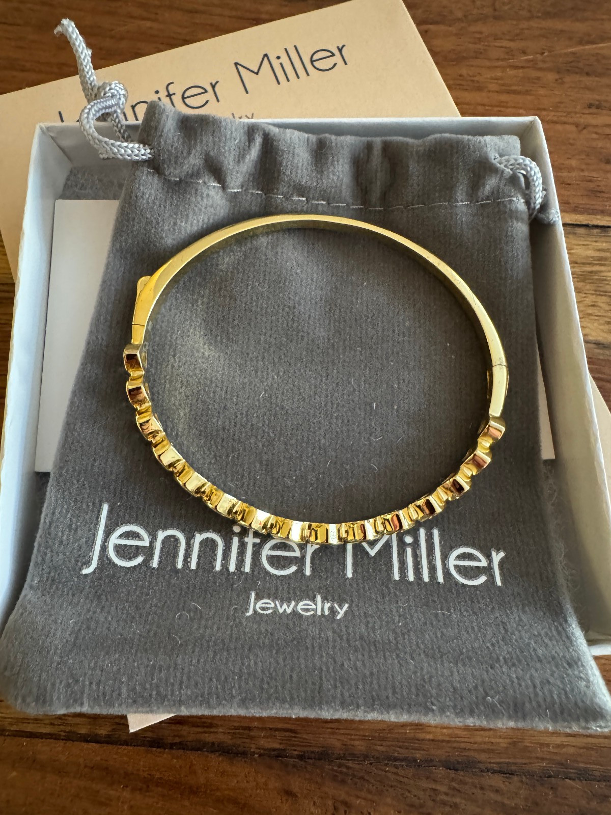Jennifer Miller Yellow Gold Heart Bangle Bracelet