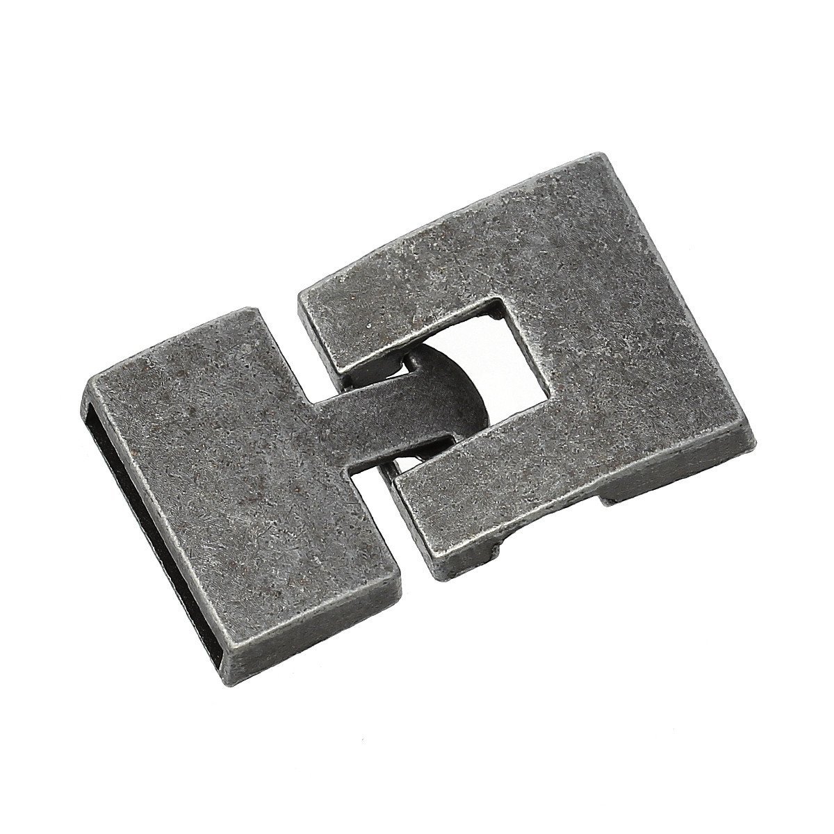 1 Pc Rectangle Hook Clasp for Leather Bracelet Antique Pewter 1″ X 7/8″