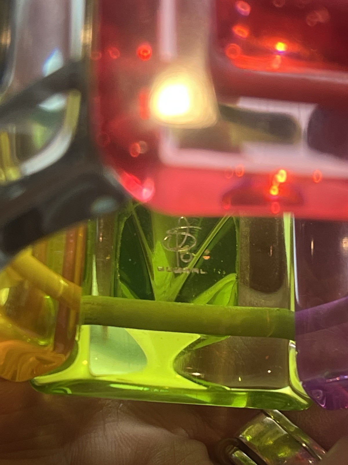 SOBRAL LAGERFELD Signed Rainbow Transparent Spike Cone HUGE Lucite Bracelet