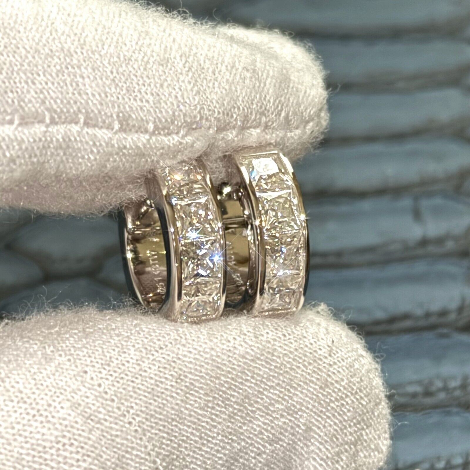 2.80 CTW Princess Cut Moissanite Hoop Earrings Huggies – 925 Silver Gold