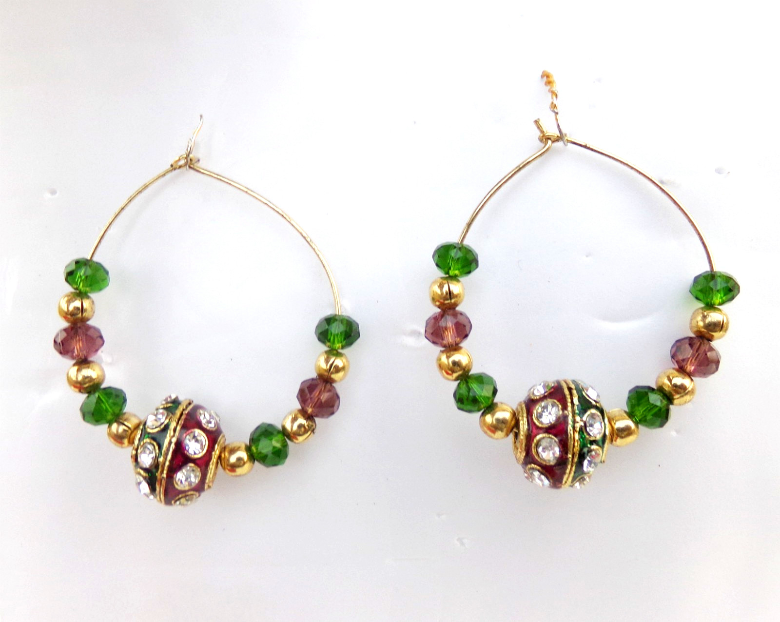 South Indian Traditional Gold Plated Kundan Hoop Earrings for Girls and Women
