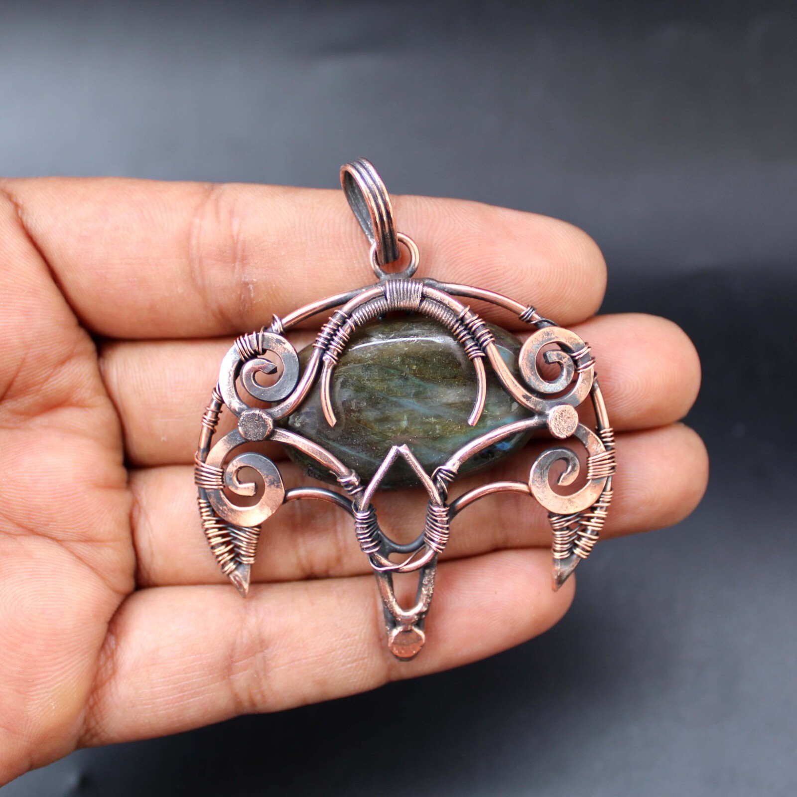 Labradorite Wire Wrapped Pendant Labradorite Pendant Copper Wire Wrap Jewelry