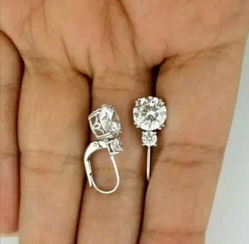 New Piece 1Ct Round Cut Simulated Diamond Dangle Earring’s 14K White Gold Plated