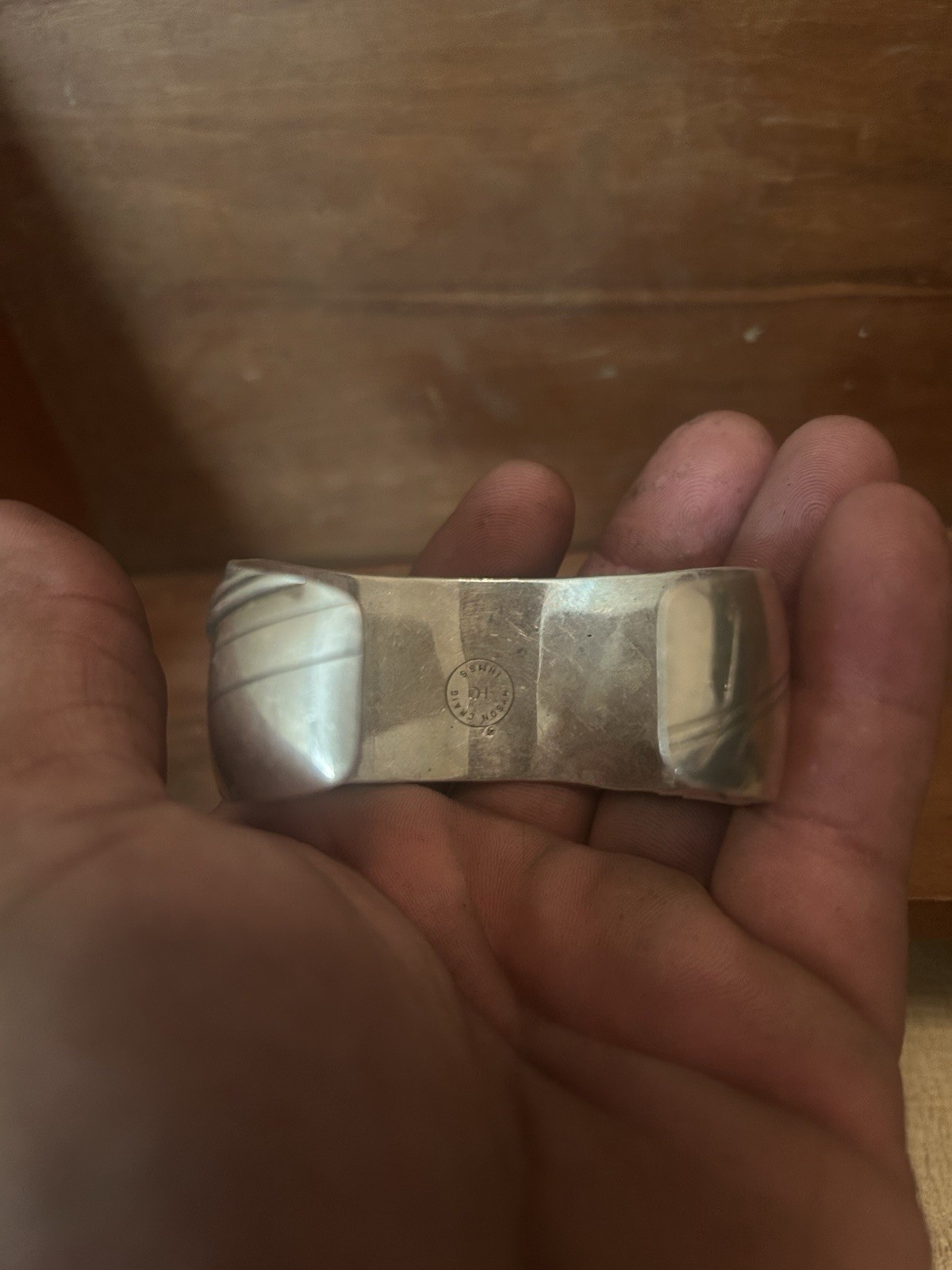 Vintage Navajo Gibson Craig Modernist Sterling Silver Amethyst Wide Cuff Bracele