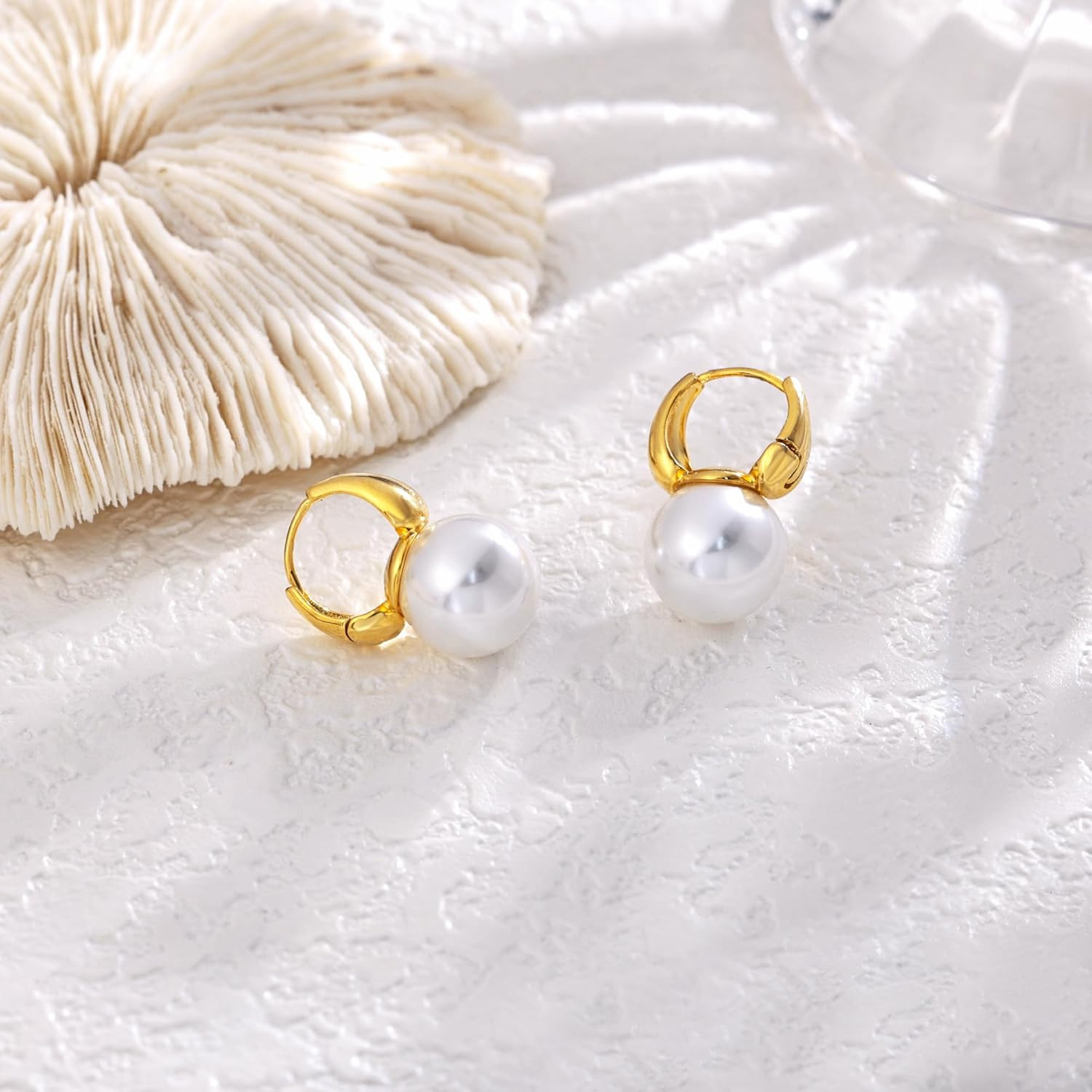 Pearl Earrings for Women, Dainty 14K Gold Plated/Silver Plated Drop Quality Hand