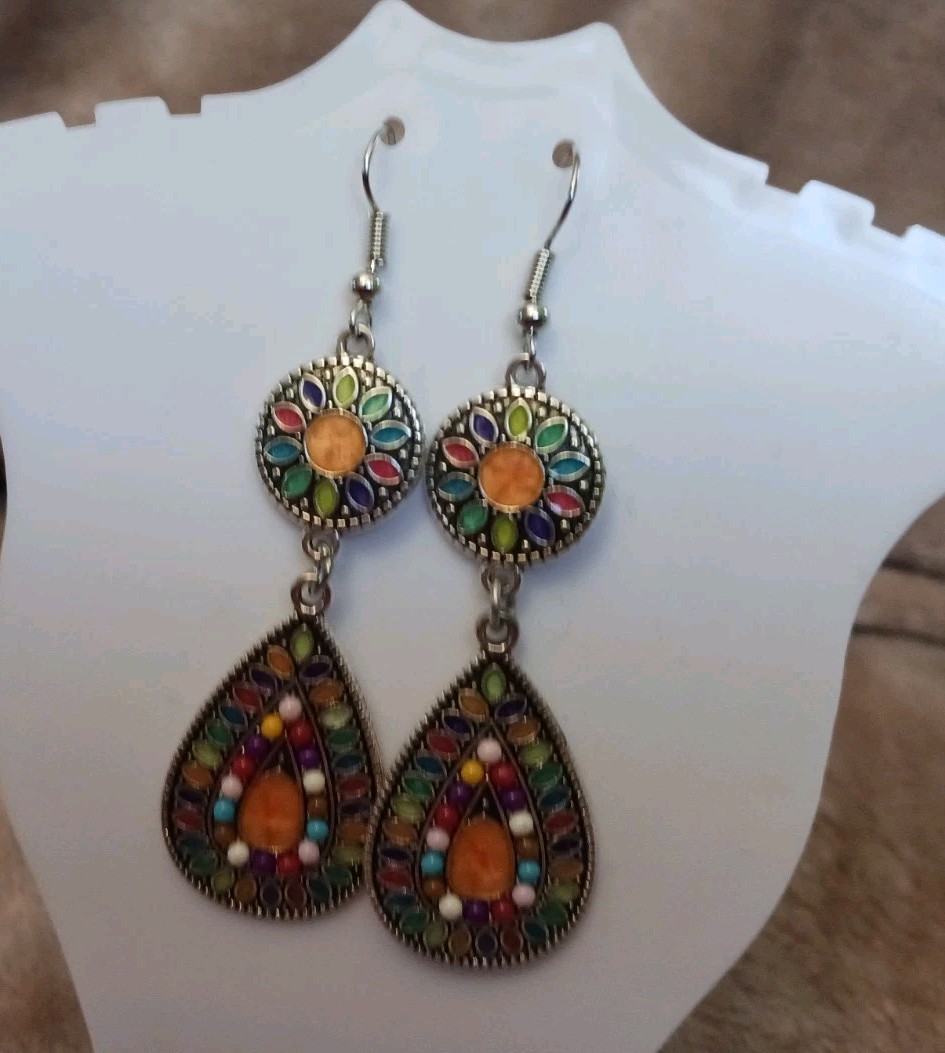 Fashion Earrings Womens Multicolor Teardrop Dangle Drop Hooks Bohemian Costume