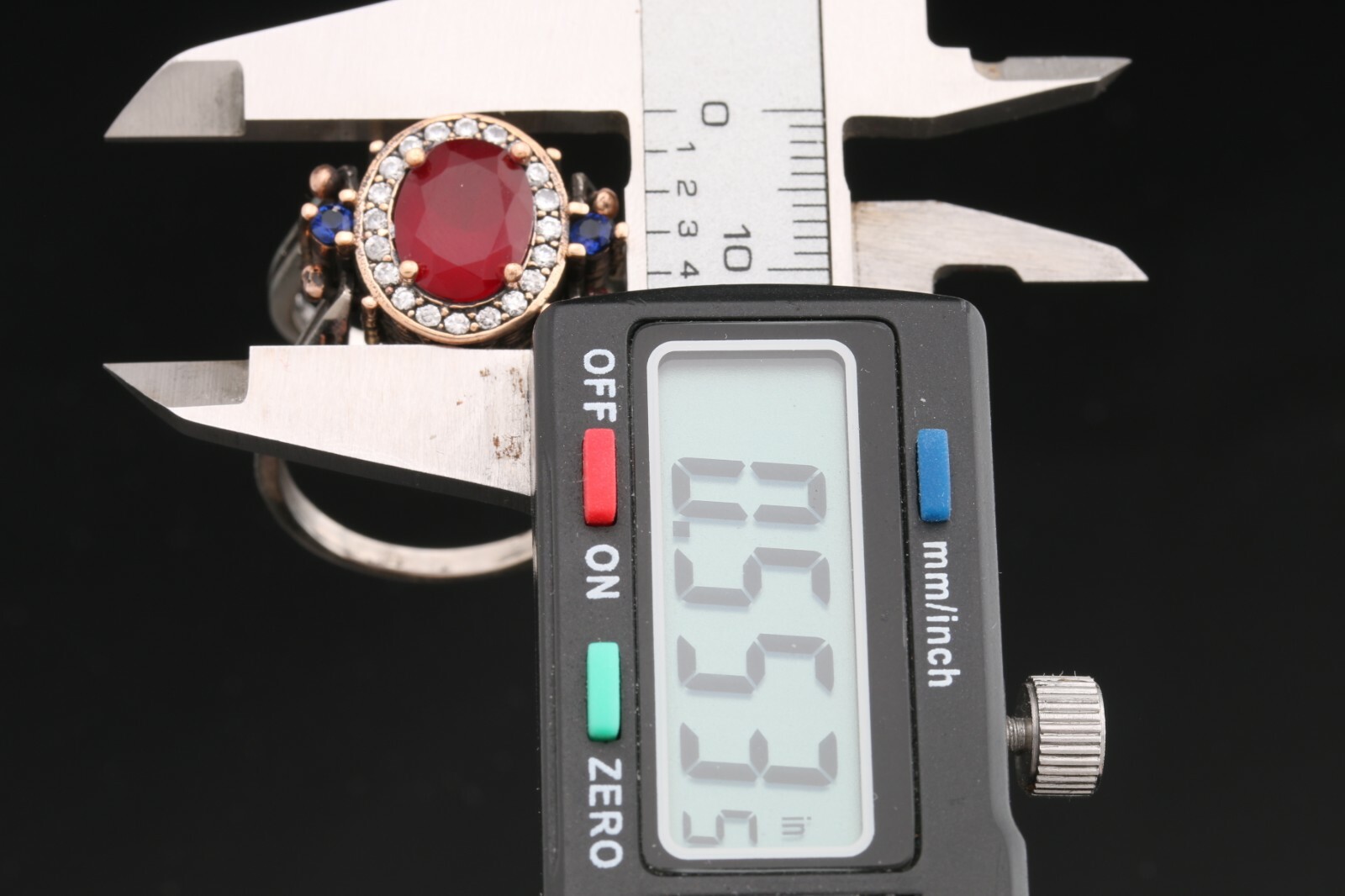 Turkish Reversible Oval Sapphire and Ruby Topaz 925 Sterling Silver Ring