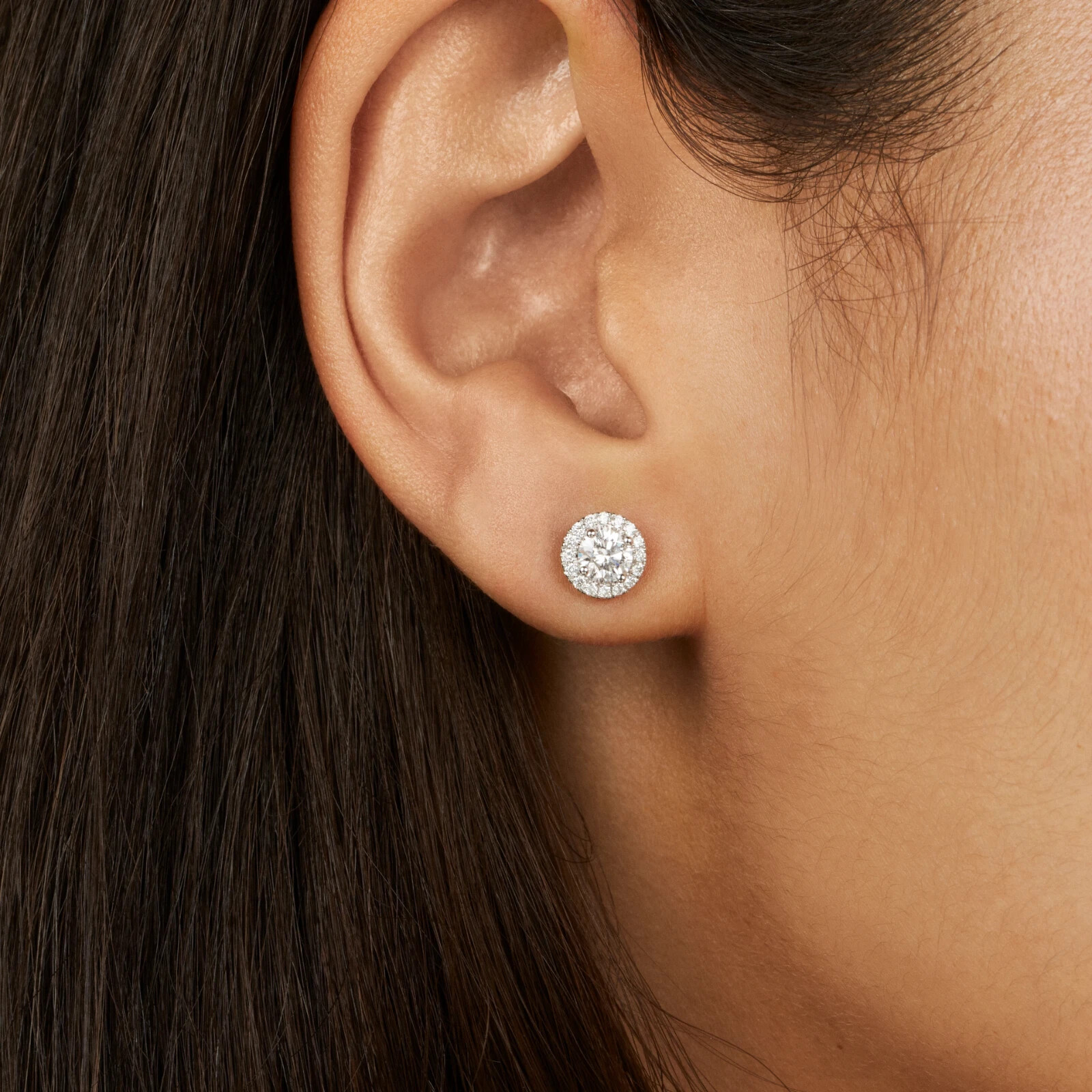 Men & Women 925 Sterling Silver Round Cubic Zirconia Halo Stud Earrings – Gift