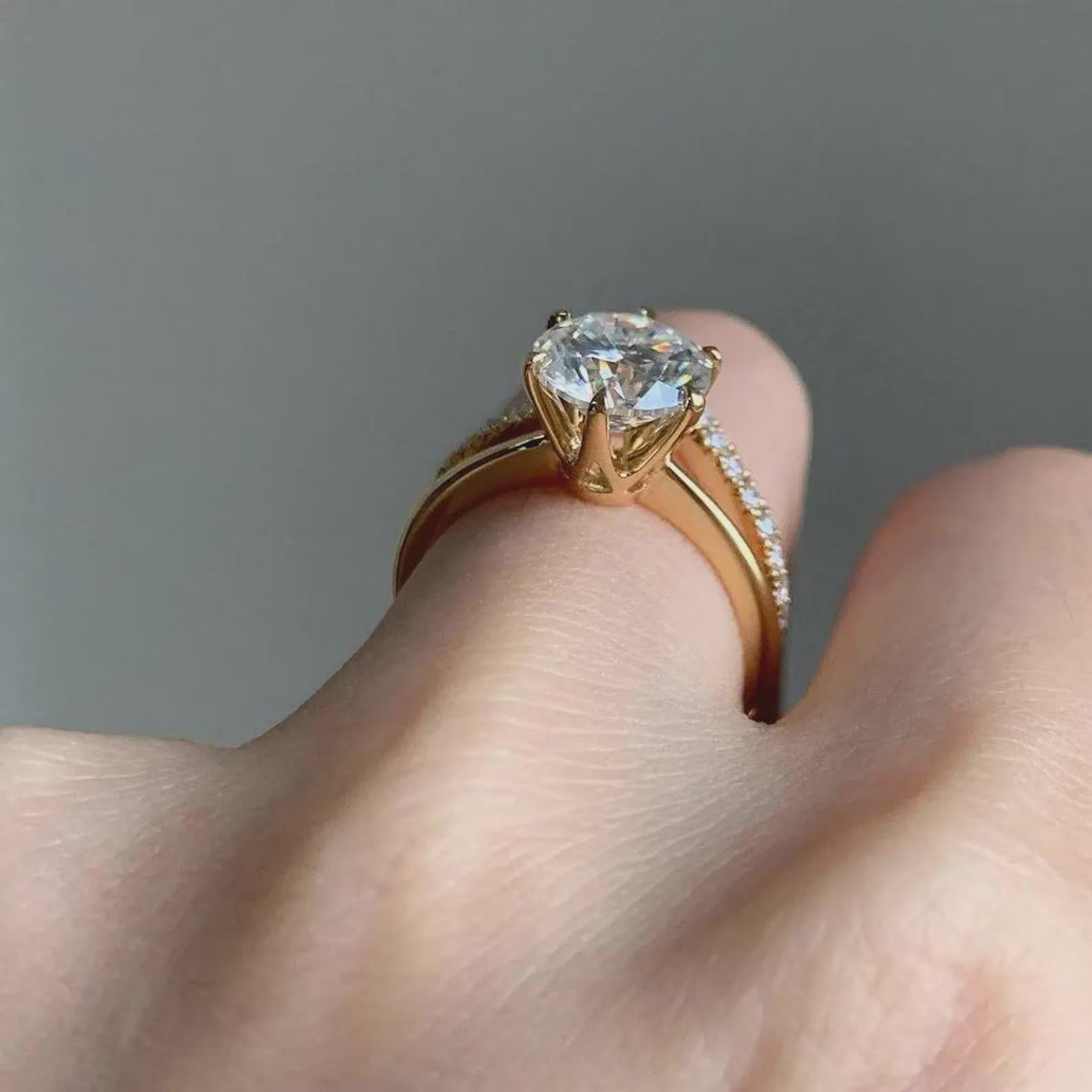 Round Cut Moissanite Ring Set Moissanite Engagement Ring Set Promise Bridal Ring