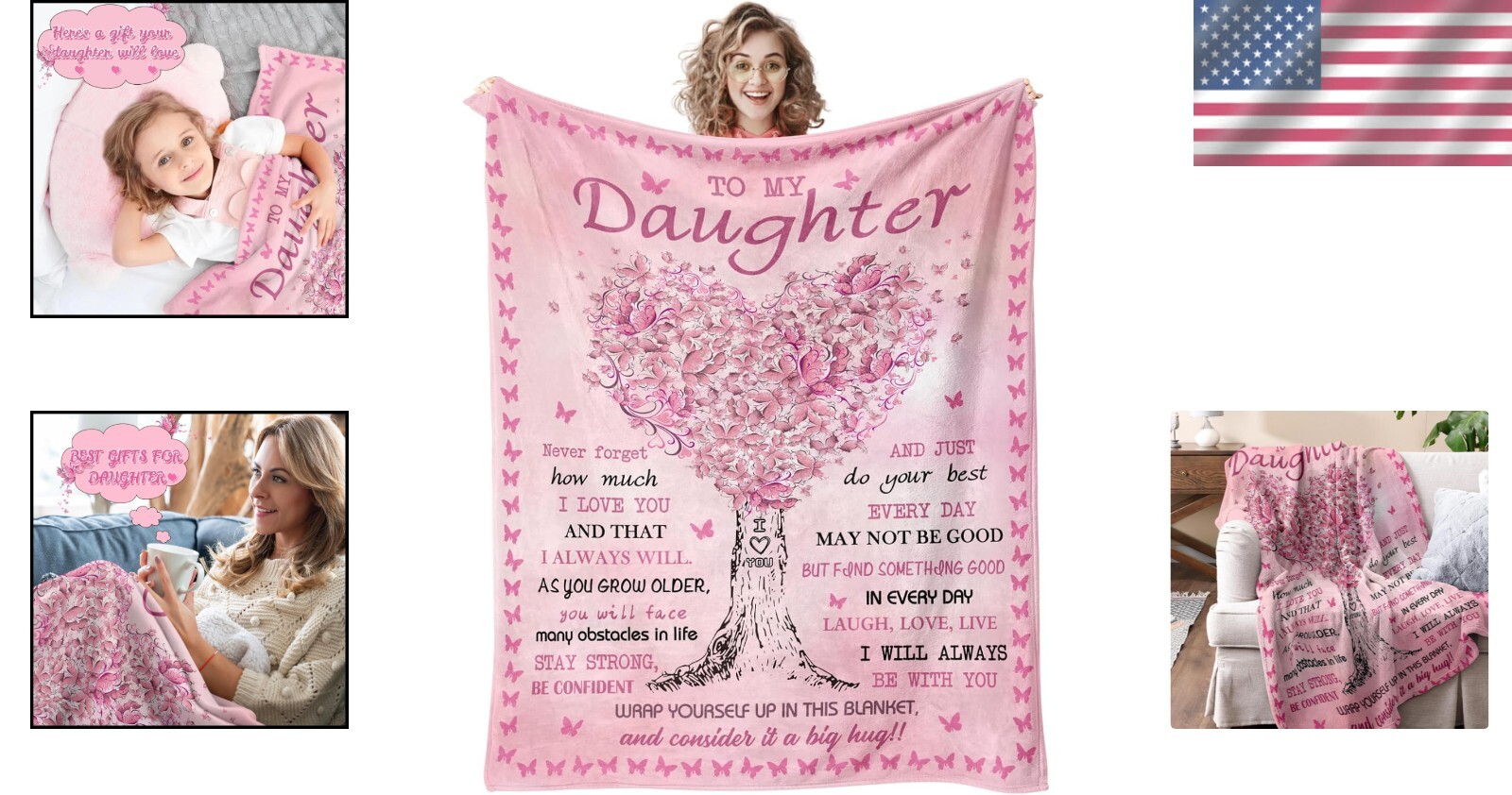 Versatile 60″ x 50″ Flannel Blanket – The Perfect Daughter Gift for All Seasons