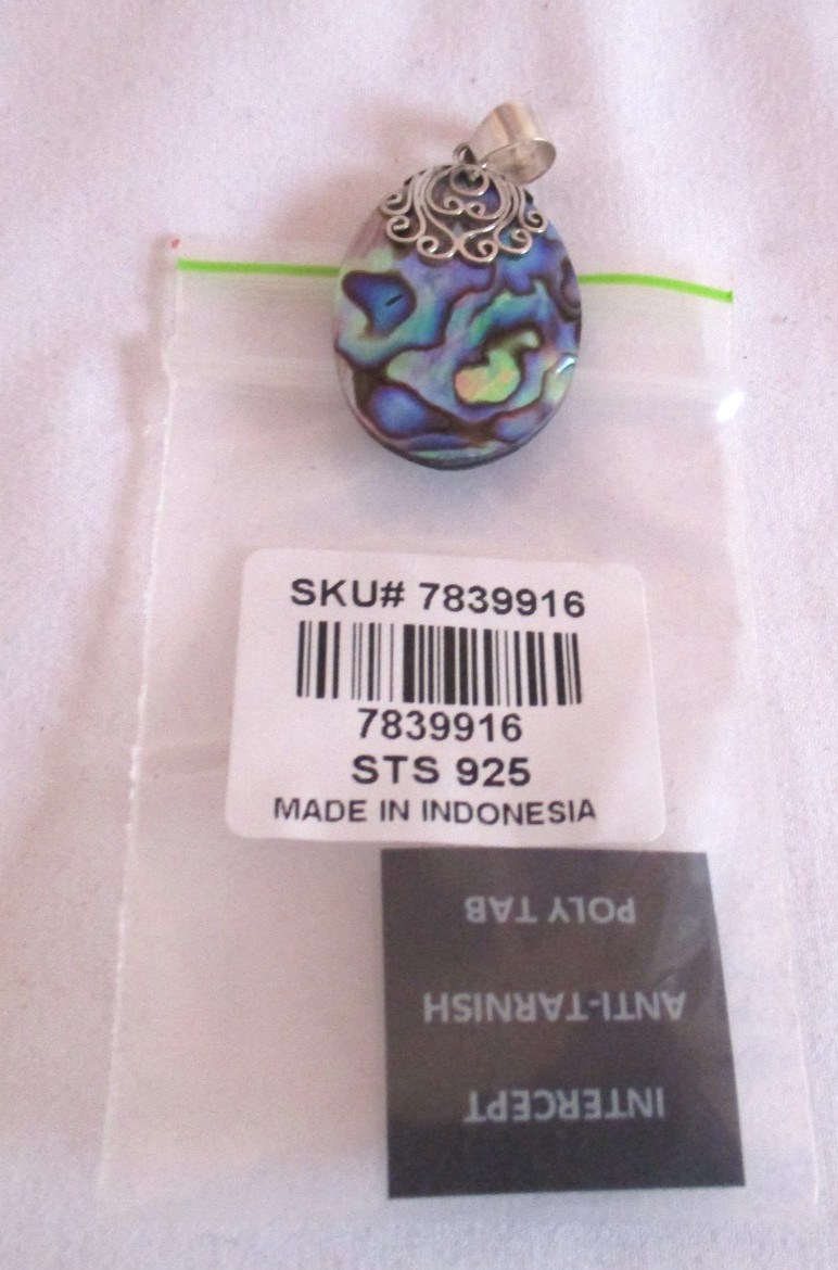 Abalone Shell Pendant Womens in Sterling Silver