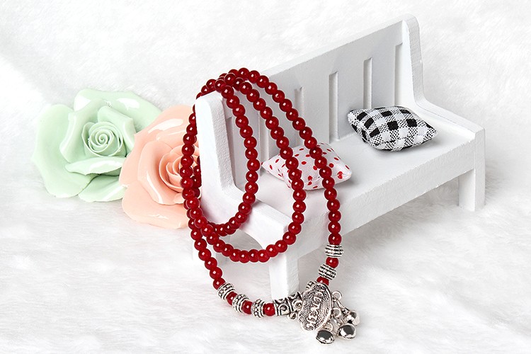 Natural Red Agate Beaded Bracelet Good Luck Healing Crystal Gemstone