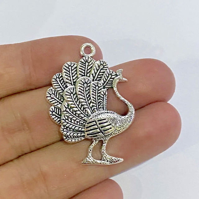 3D DETAIL PEACOCK BIRD ANIMAL Pendant 18″ 925 Sterling Silver Necklace Women Men