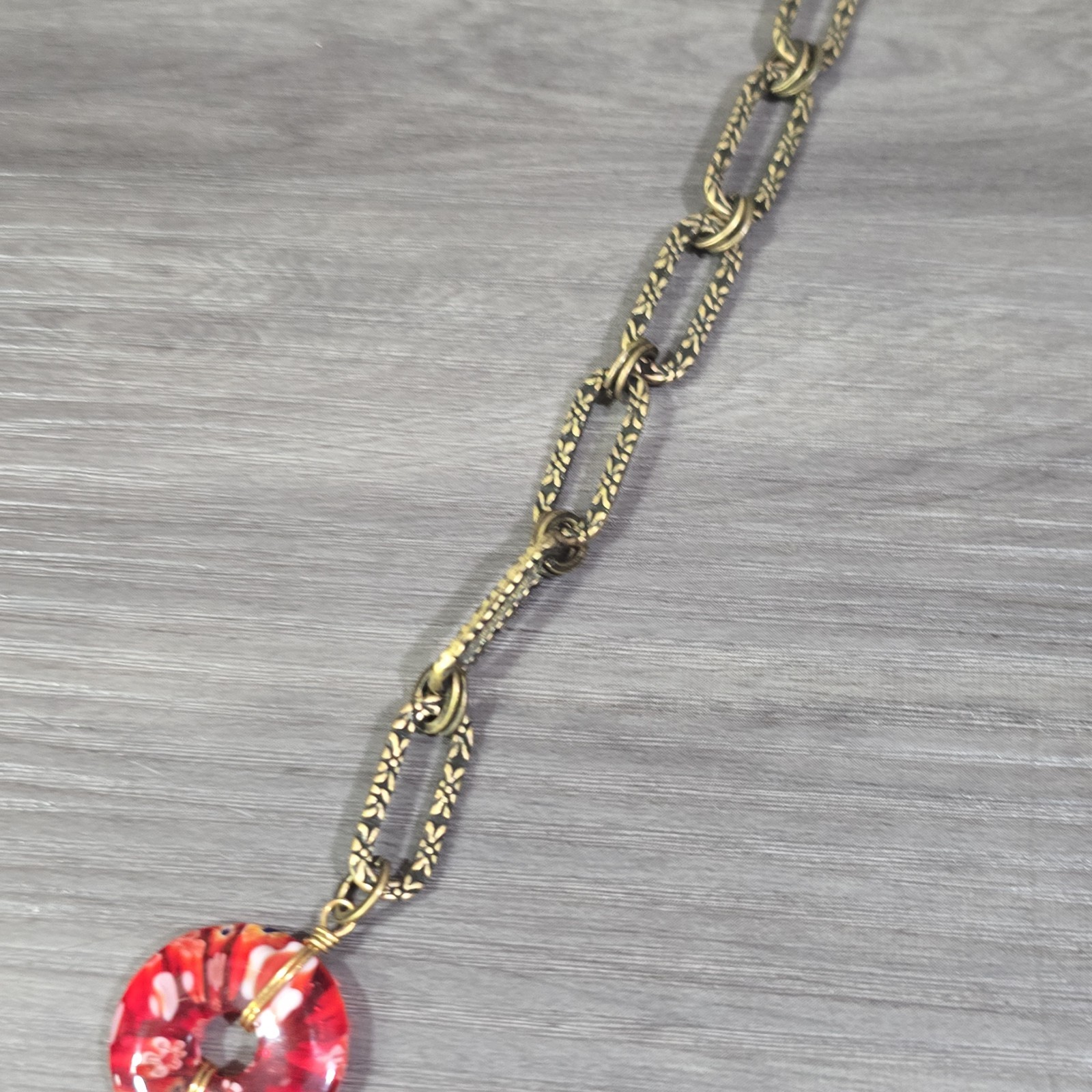 SWEET ROMANCE MILLEFIORI GLASS CIRCLE 29” NECKLACE ~~MADE IN USA~~