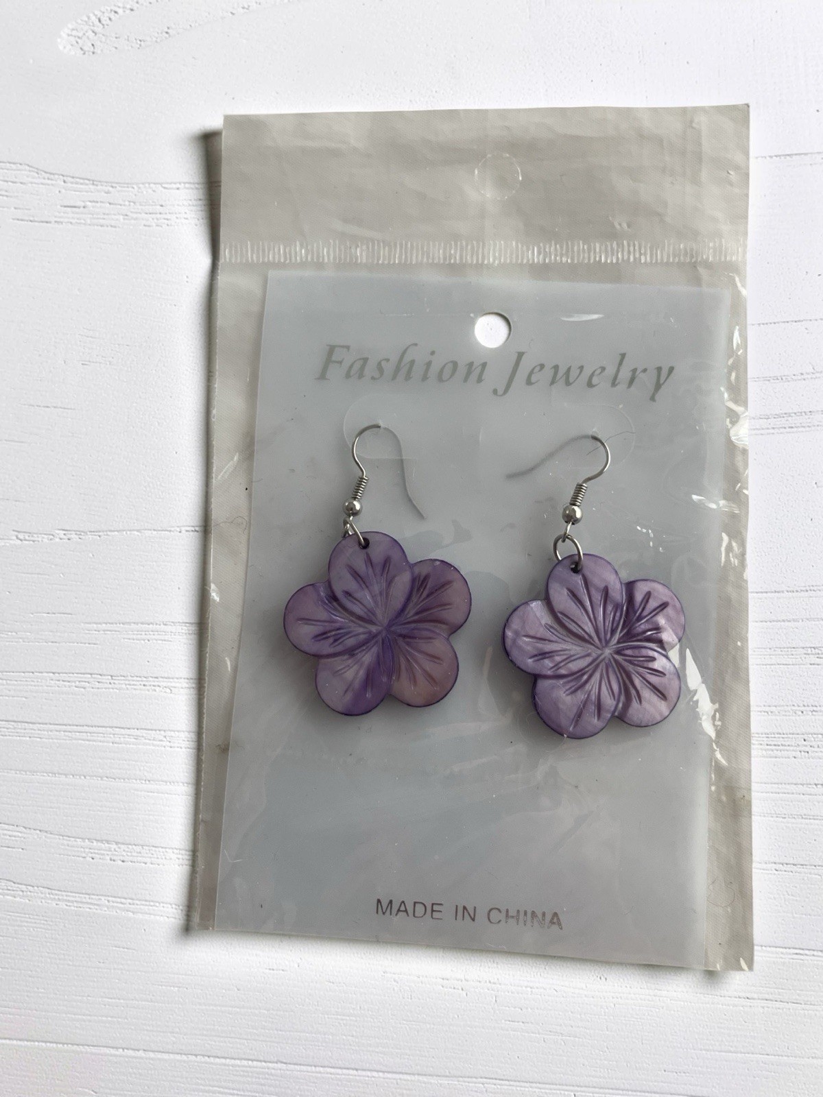 Floral Flower Dangle Pierced Earrings Blue Purple Swirl Petal 2 Pair Women New