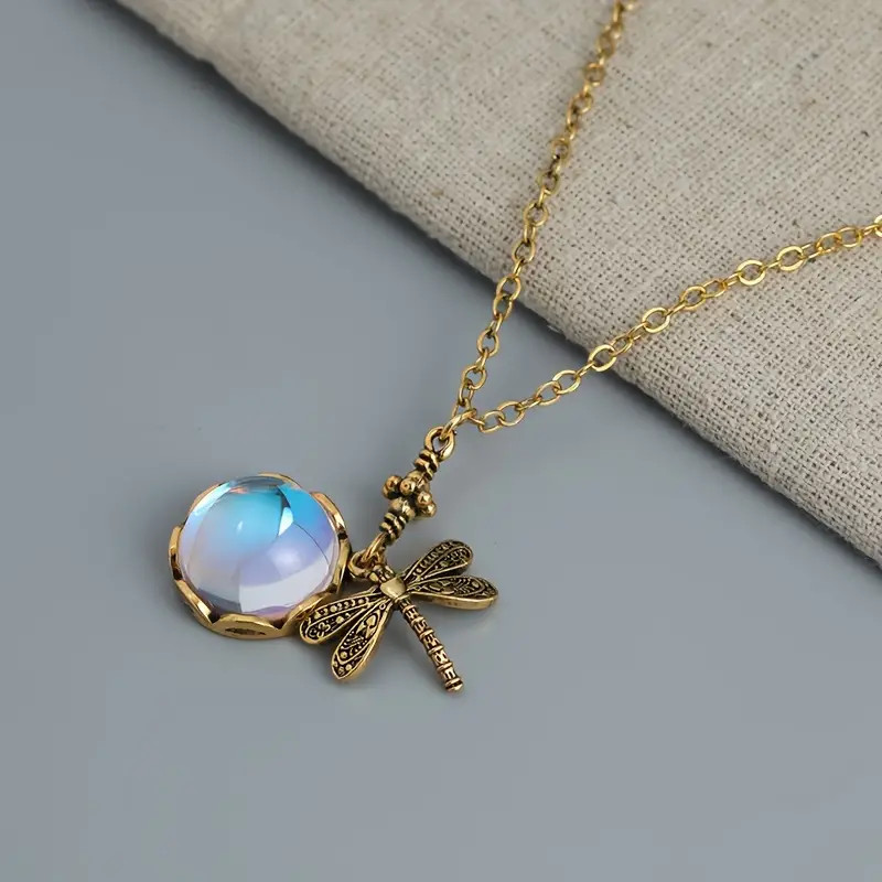 Vintage Bohemian Dragonfly Rainbow Color Pendant Necklace Jewelry Gift Men Women
