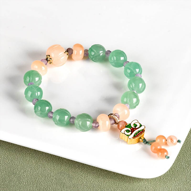 Natural Dongling Jade Lotus Hand Chain Bracelet Ancient Style Women’s Jade