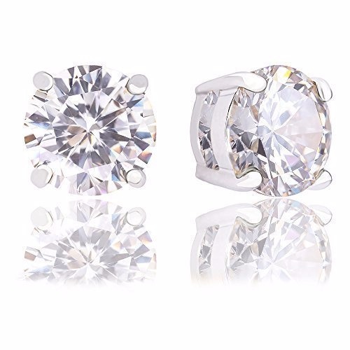 18k Gold Plated Round Cubic Zirconia Solitaire Stud Earrings (6.80 carats)