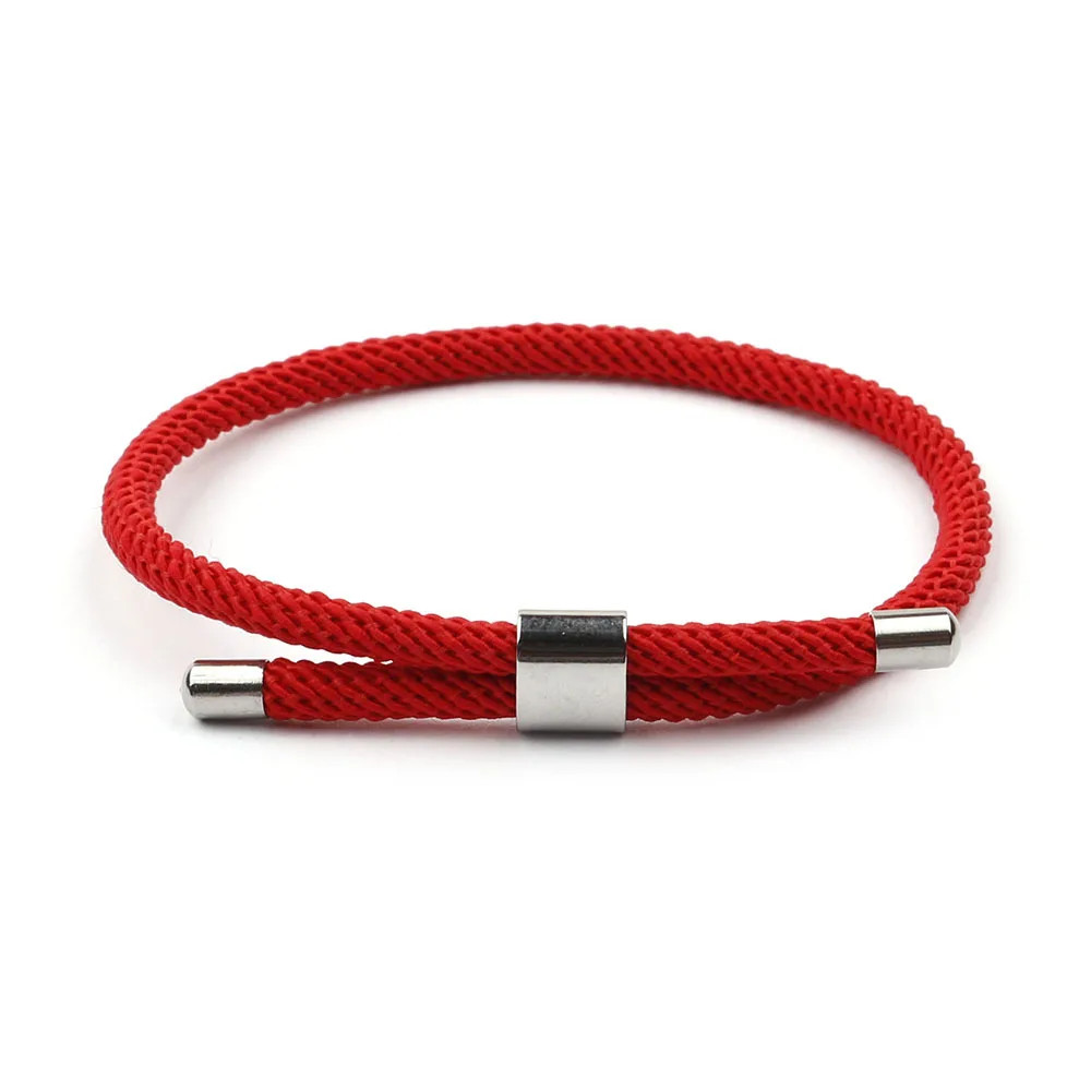 Red Rope String Bracelet Men Adjustable Hand Knitted Round Layered Jewelry