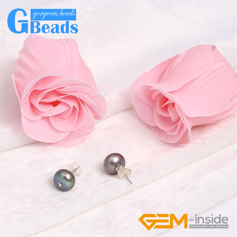 Earrings Women Natural Cultured Freshwater Pearls Sliver Plated Stud Jewelry